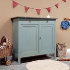 Groene Vintage Commode Met Grijs Marmeren Blad thumbnail 5