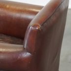 Prachtige, Strak Afgewerkte Design Fauteuil/Armchair Gemaakt Van Schapenleer thumbnail 13