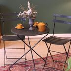 Vintage Donkergroene Metalen Bistroset thumbnail 13