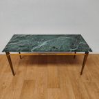Vintage Hollywood Regency Messing Koffietafel Salontafel Met Marmer Blad thumbnail 2