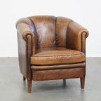 Comfortabele Vintage Schapenleren Clubfauteuil Met Een Bijzonder, Karakteristiek Voorkomen thumbnail 6