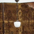 Antieke Art Deco Opaline Hanglamp thumbnail 6