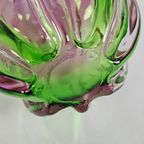 Murano Teleflora Italy - Hand Blown Vase - Roze/Groen - 70'S thumbnail 6