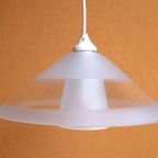 Massive Hanglamp, Dubbele Glazen Kap, Geruwd Melkglas thumbnail 2