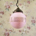 Antieke Roze Art-Deco Hanglamp thumbnail 2