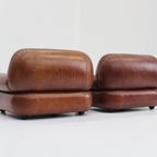 Set Sapporo Italiaanse Leren Fauteuils Mobil Girgi Jaren 70 thumbnail 8