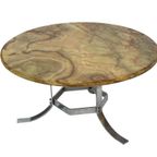Vintage Salontafel Steen Onyx Chrome Jaren 70 Design thumbnail 12