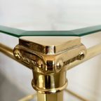 Hollywood Regency Bijzettafel Etagère Messing Glas 1970s thumbnail 6