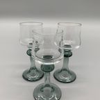 Set Vintage Kristal Glaasjes Grijs/blauwe Voet 3 Stuks thumbnail 2