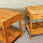 Set Van 2 Vintage Grenenhout Nachtkastjes thumbnail 2
