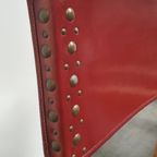 Brutalist Vintage Massief Eiken Stoel Arts & Crafts Leer thumbnail 9