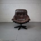 Leather Swivel Lounge Chair By Gerald Easden For Module thumbnail 7