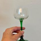 Vintage Wijnglazen Groene Voet thumbnail 2