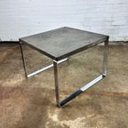 Vintage Salontafel Peter Draenert, Leisteen + Chrome, Grijs + Zilver- 2 Stuks thumbnail 3
