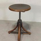 Antieke Bentwood Swivel Pianokruk Krukje thumbnail 5