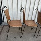 4 Wrought Iron Wicker Seat Dining Chairs From 1980 thumbnail 15