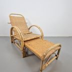 Vintage Boho Rotan Ligstoel Lounge Chair '60 Verstelbaar thumbnail 4