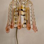 Murano Teardrop Wandlamp Wandlampje Messing Vintage Roze thumbnail 9