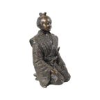 Bronzen Beeld Japanse Krijger Knielende Samoerai 20Ste Eeuw thumbnail 9