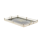 Vintage Dienblad Vogels Zwart Glas Chroom Jaren 50-60 Plateau 40X26Cm | Kerst thumbnail 8