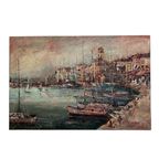 Schilderij Stadsgezicht Met Haven, Harry Dedic, Jaren 60 thumbnail 12
