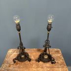 Set Van Twee Engelse Arts & Crafts Tafellampen thumbnail 17