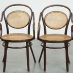 Zeer Elegante, Karaktervolle En Sierlijke Set Van 4 Art Nouveau Thonet Design Bistro Stoelen thumbnail 3