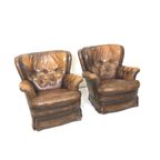 Set Van 2 Lederen Chesterfield Fauteuils Uit De Jaren '70 thumbnail 7