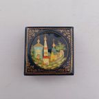 Vintage Juwelen Doos.russische Juwelen Doos.handgeschilderd Gelakt thumbnail 4