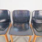 Set 4 Zwart Leren Eetkamerstoelen Afra & Tobia Scarpa '70 thumbnail 7