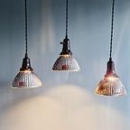 Lot De 3 Suspensions "Gal" En Verre Mercurisé, Années 1930 thumbnail 3