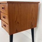 Scandinavisch Vintage Teak Fineren Bureau Faset thumbnail 13