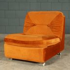 Midcentury Modulaire Zithoek/zitgroep – Velours Oranje – Jaren 70 thumbnail 12