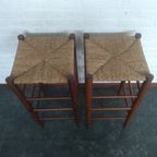 2x Houten Barkrukken Met Biezen Zitting thumbnail 6