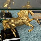 Maison Charles. Salontafel Met Vier Vergulde Bronzen Paarden. thumbnail 9