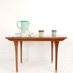 Vintage Salontafeltje | Bijzettafel Teak Fineer Messing thumbnail 2