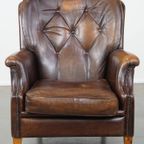 Royale, Zeer Comfortabele En Tijdloze Schapenleren Fauteuil In Een Prachtige Donkere Warme Kleur thumbnail 3