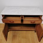 Vintage Antiek Frans Dressoir Commode Ladekast Badkamermeubel Met Marmer Blad 904 thumbnail 7