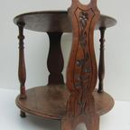 Art Nouveau Rond Houten Tafeltje, Bijzettafeltje, Wijntafel thumbnail 2