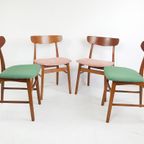 4 Vintage Deense Stoelen Farstrup Nieuw Gestoffeerd Roze thumbnail 4