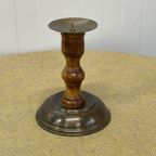Hout & Koperen Kandelaar Brocante thumbnail 2