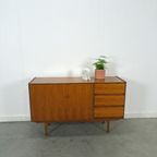Teak Fineer Dressoir Met Ronde Knop En Lades Nr. 2 thumbnail 4