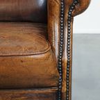Vintage Stoere Schapenleren Armchair Met Een Hoge Rug En Een Goed Zitcomfort thumbnail 9