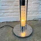 Vintage Vloerlamp - Verlichte Voet - Kristal Glas - Rode Kap thumbnail 5