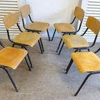 Prachtige Set Van 6 Vintage Retro School Stoelen thumbnail 5