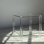 Vintage Hollywood Regency Sidetable Tafel Glass Plexiglas thumbnail 4