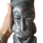 Decoratief Houtsnijwerk Masker Uit Senegal Zwart thumbnail 8