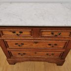 Vintage Frans Dressoir Commode, Ladekast Badkamermeubel Met Marmer Blad 207 thumbnail 15