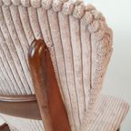 4 Roze Vintage Stoelen Teakhout Lichtroze Ribstof Nieuw thumbnail 6