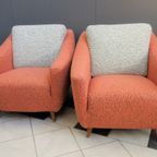Set Of Pink And Grey Club Chairs 1960S thumbnail 3